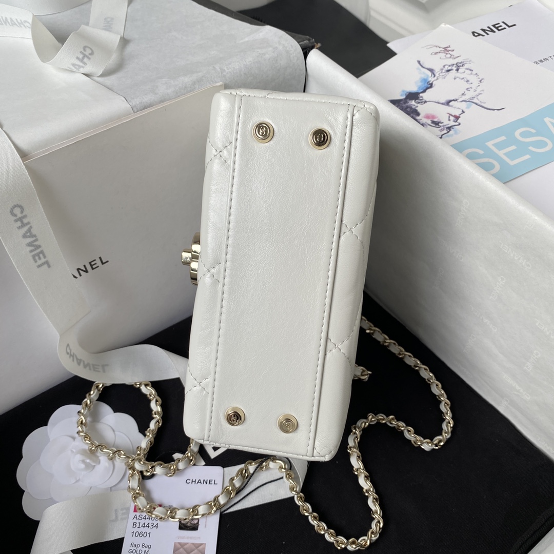 Bagsaaa Ch**el Mini Box Bag White AS4469 - 10.5 × 17 × 8 cm