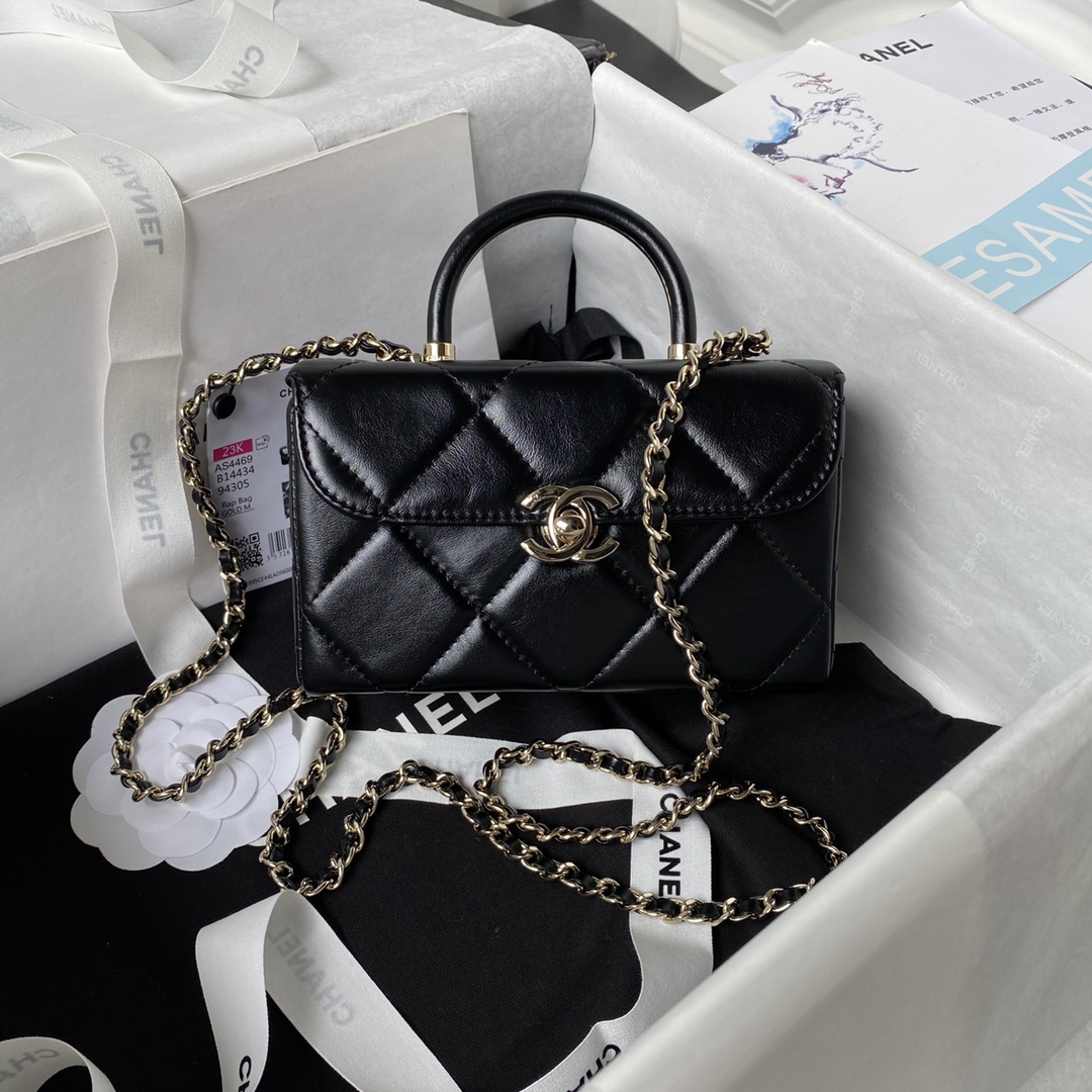 Bagsaaa Ch**el Mini Box Bag Black AS4469 - 10.5 × 17 × 8 cm