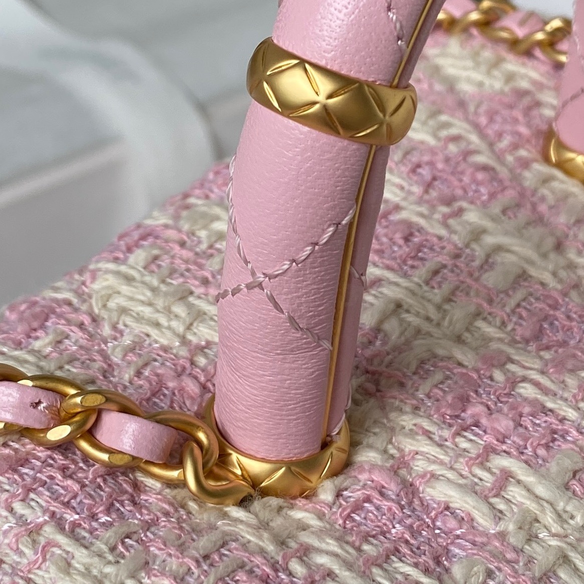 Bagsaaa Ch**el Small Vanity Case Pink Tweed AS3973 - 12.5×15×8 cm