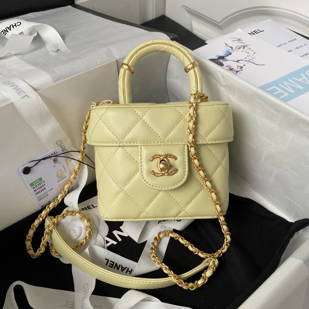 Bagsaaa Ch**el Small Vanity Case Yellow AS3973 - 12.5×15×8 cm