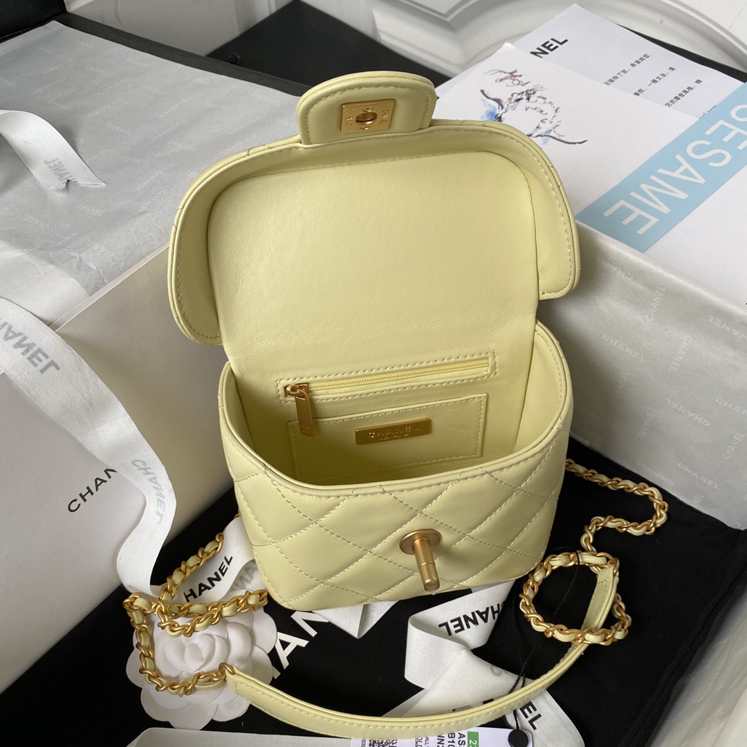 Bagsaaa Ch**el Small Vanity Case Yellow AS3973 - 12.5×15×8 cm