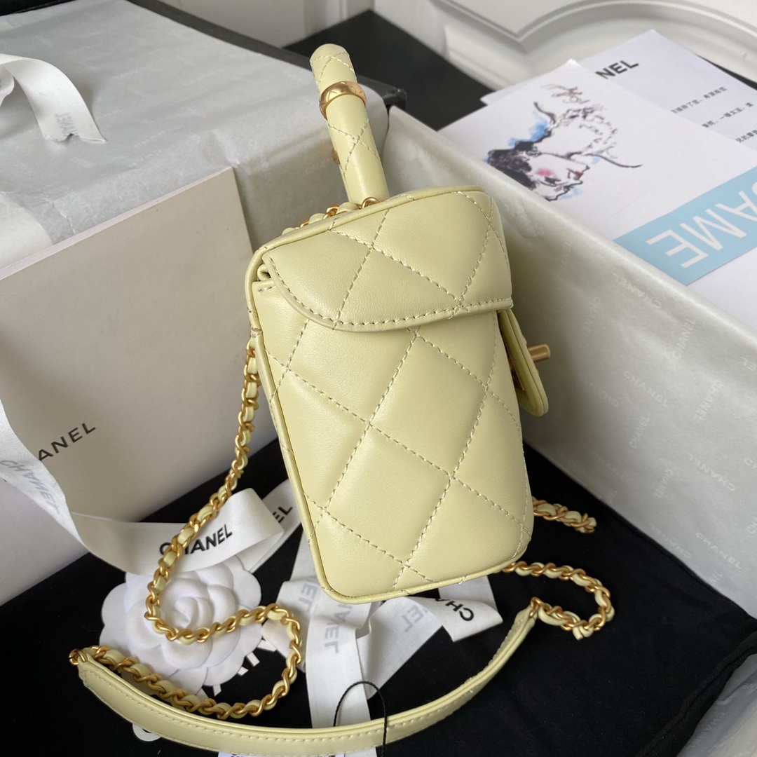 Bagsaaa Ch**el Small Vanity Case Yellow AS3973 - 12.5×15×8 cm