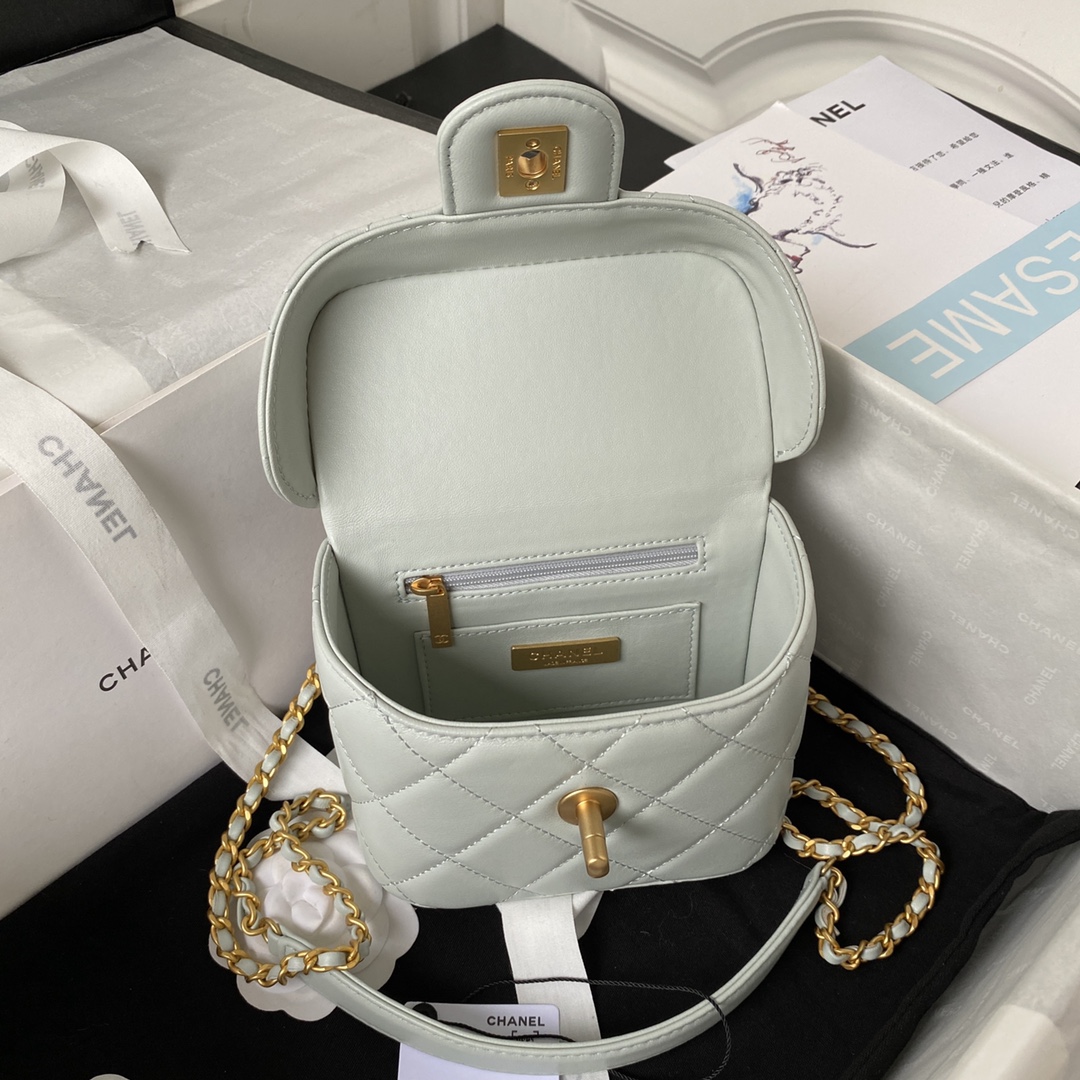 Bagsaaa Ch**el Small Vanity Case Light Gray AS3973 - 12.5×15×8 cm
