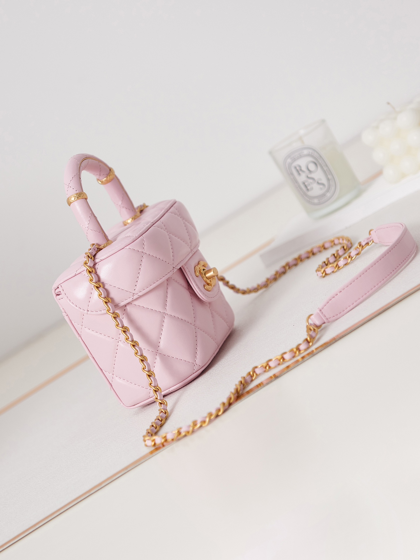 Bagsaaa Ch**el Small Vanity Case Pink AS3973 - 12.5×15×8 cm