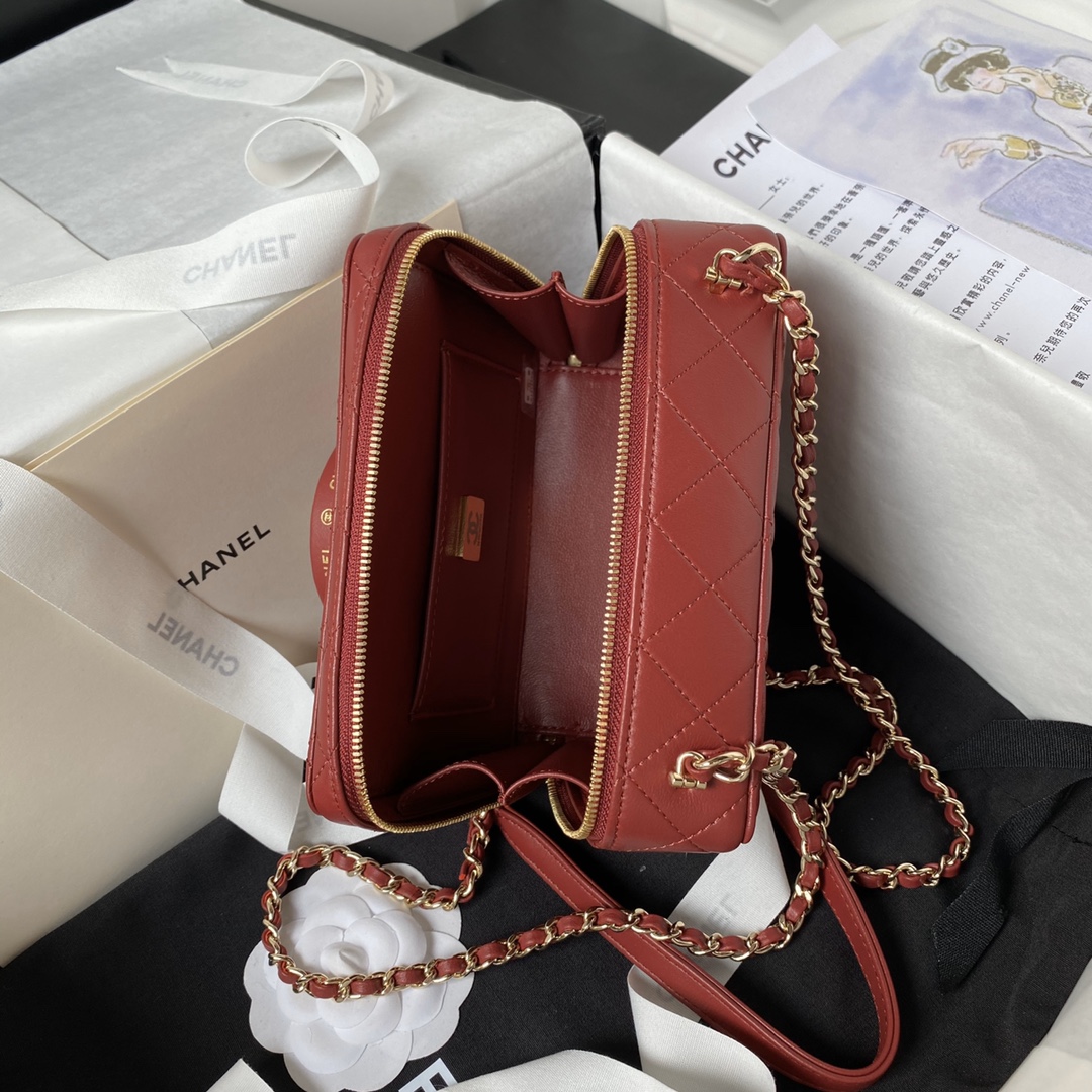Bagsaaa Ch**el Camera Bag AS4817 Red - 11.5 × 16 × 6 cm