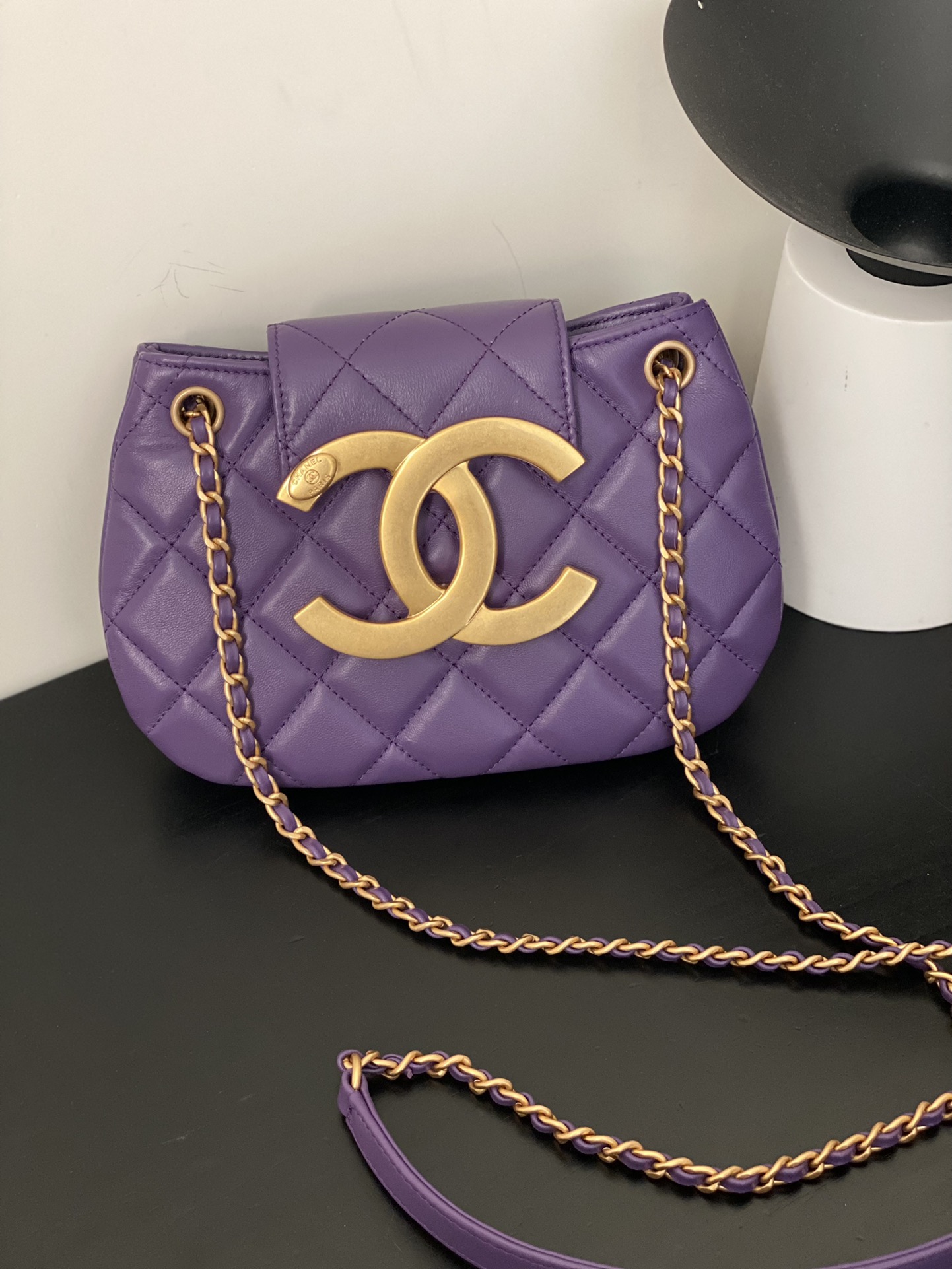 Bagsaaa Ch**el Small Messenger Bag AS4609 Purple - 14 × 21 × 5 cm
