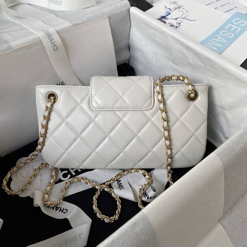 Bagsaaa Ch**el Baguette Bag AS4611 White - 11.5 × 24 × 4.5 cm