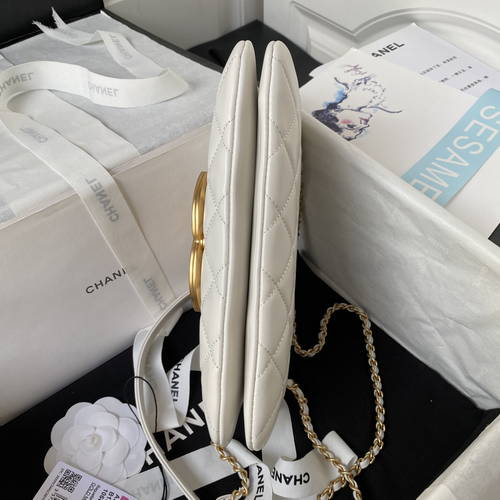 Bagsaaa Ch**el Baguette Bag AS4611 White - 11.5 × 24 × 4.5 cm
