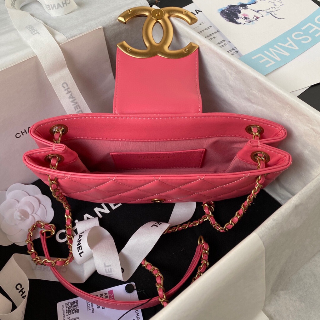 Bagsaaa Ch**el Baguette Bag AS4611 Pink - 11.5 × 24 × 4.5 cm