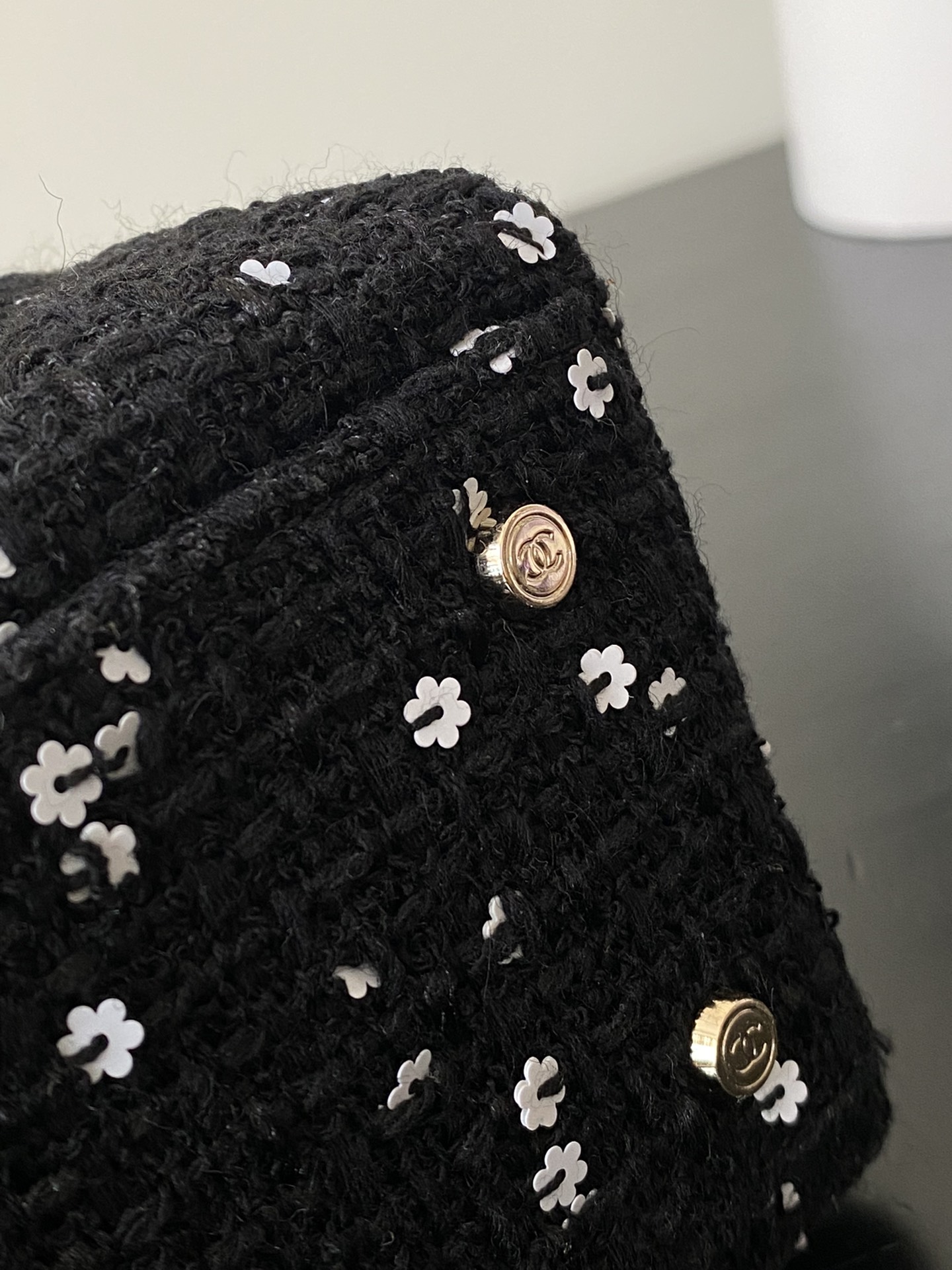 Bagsaaa Ch**el Box Bag Black & White Tweed AS4471 - 10.5 × 22 × 9 cm