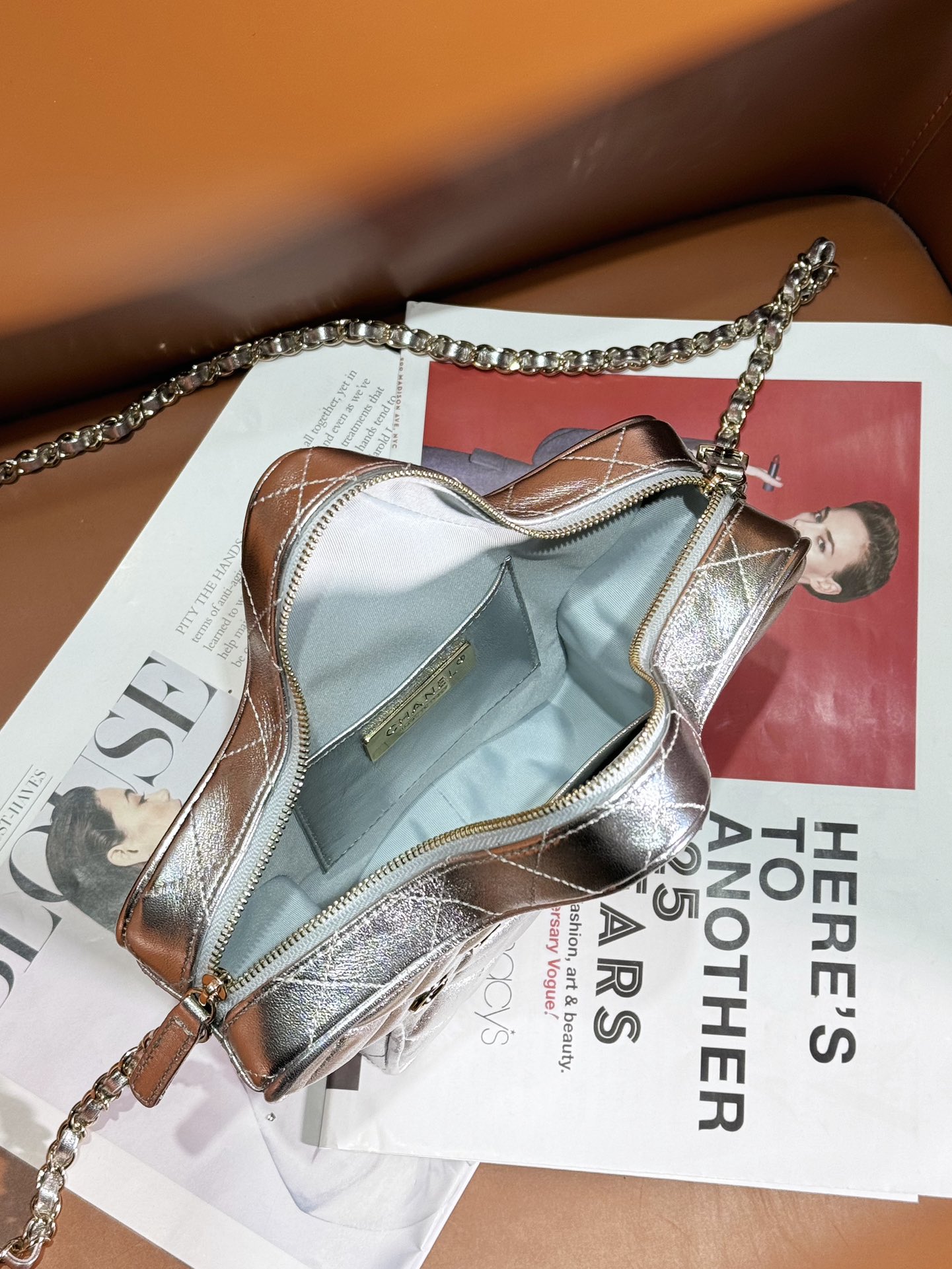 Bagsaaa Ch**el Star Handbag AS4579 Silver - 22.5 × 22.5 × 6 cm
