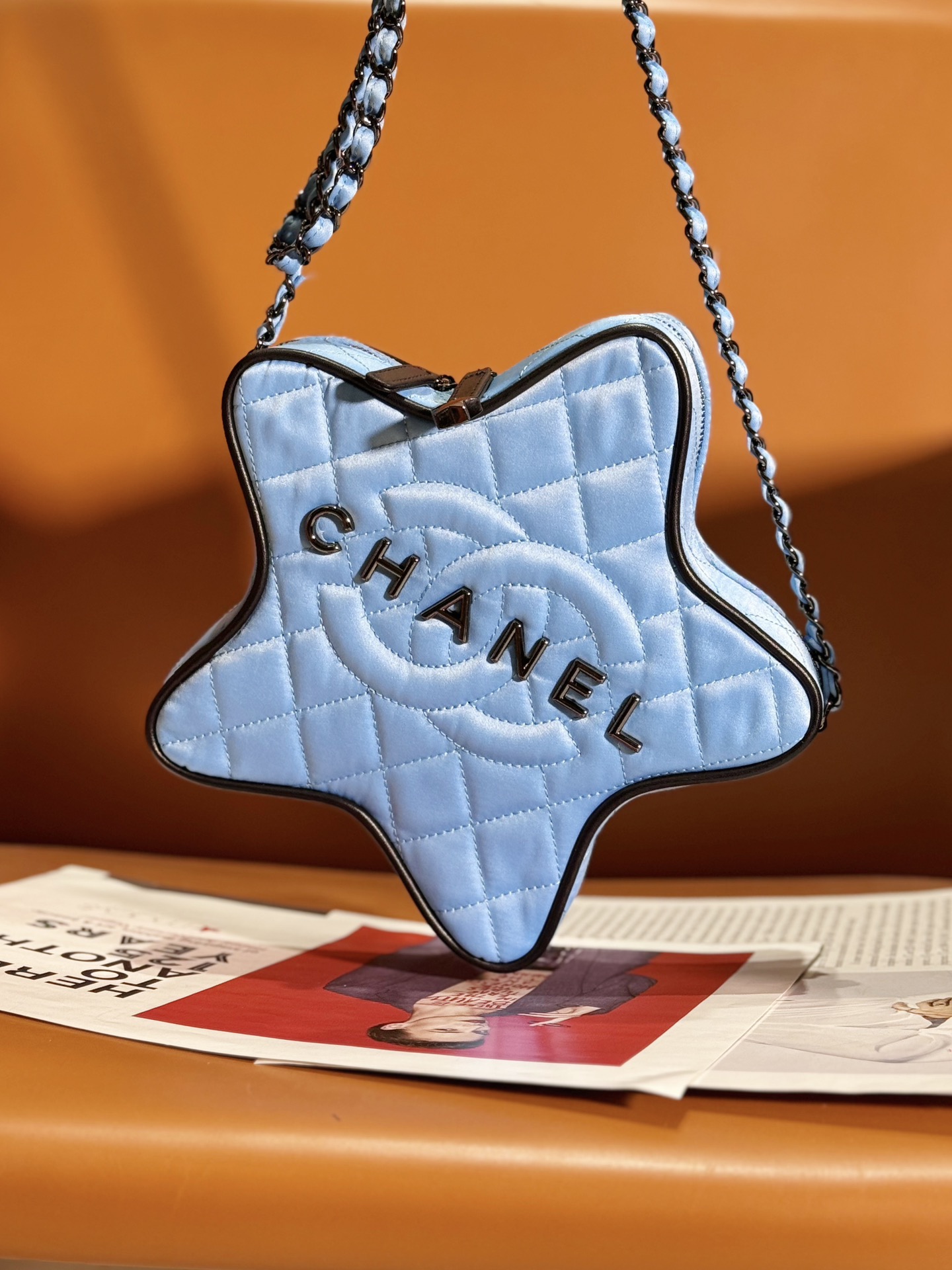 Bagsaaa Ch**el Star Handbag AS4579 Blue - 22.5 × 22.5 × 6 cm