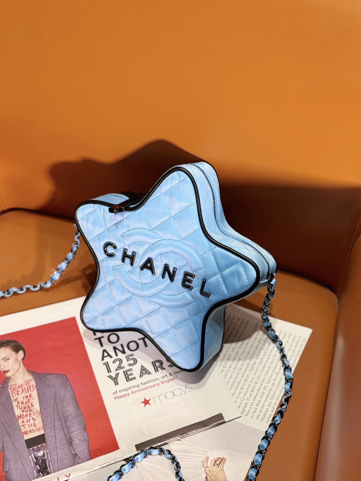 Bagsaaa Ch**el Star Handbag AS4579 Blue - 22.5 × 22.5 × 6 cm