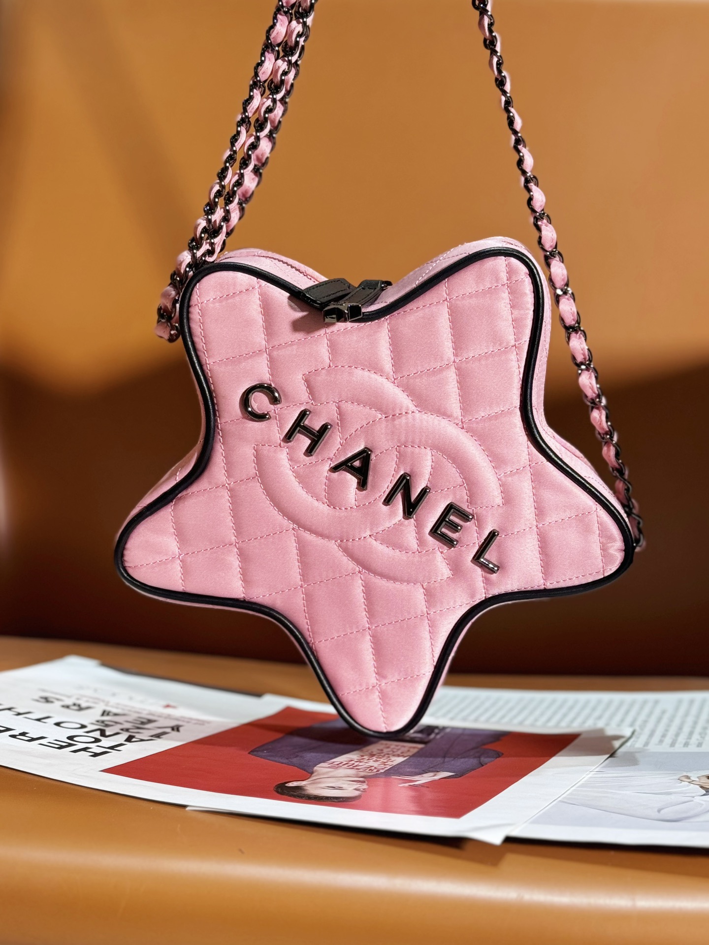 Bagsaaa Ch**el Star Handbag AS4579 Light Pink - 22.5 × 22.5 × 6 cm