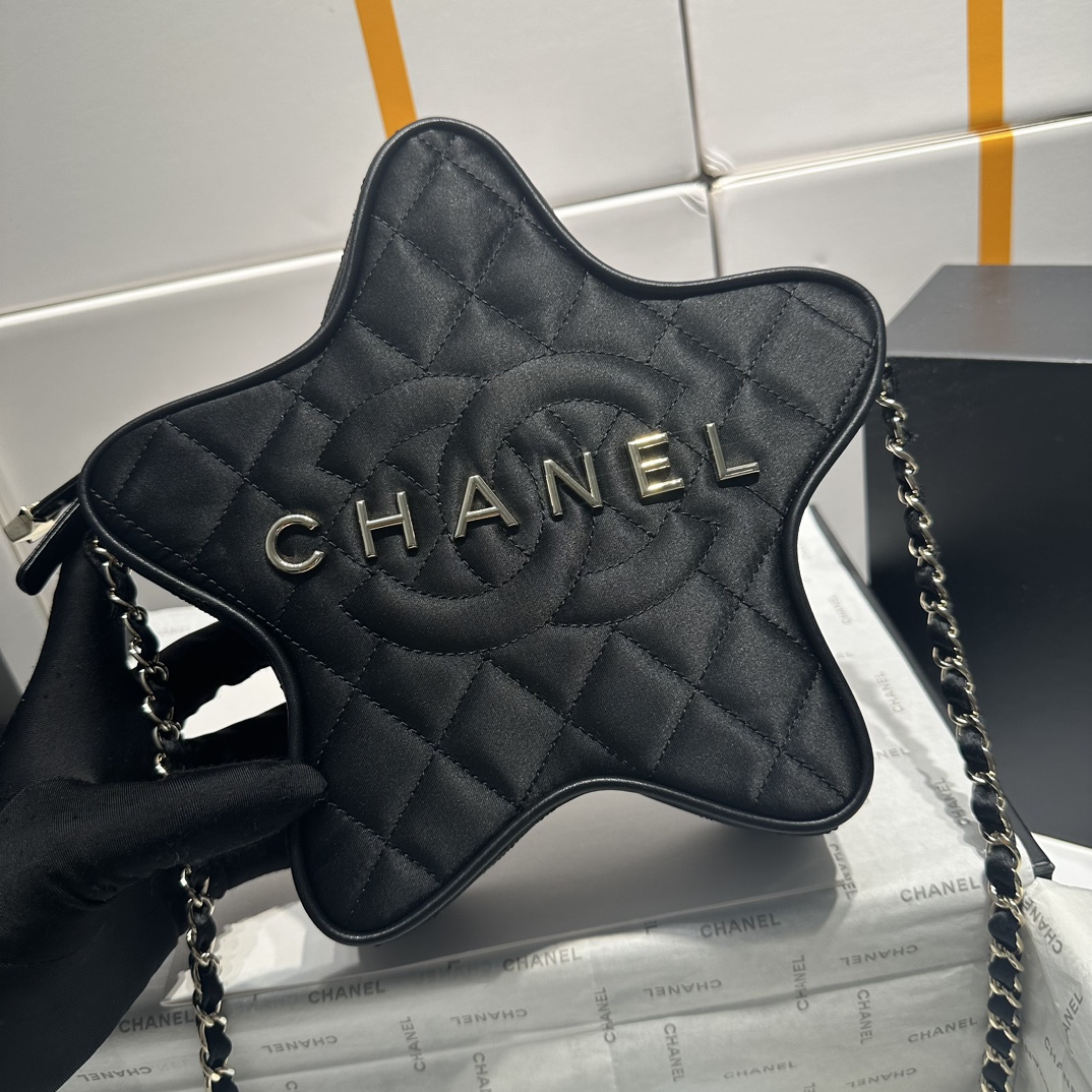 Bagsaaa Ch**el Star Handbag AS4579 Black - 22.5 × 22.5 × 6 cm