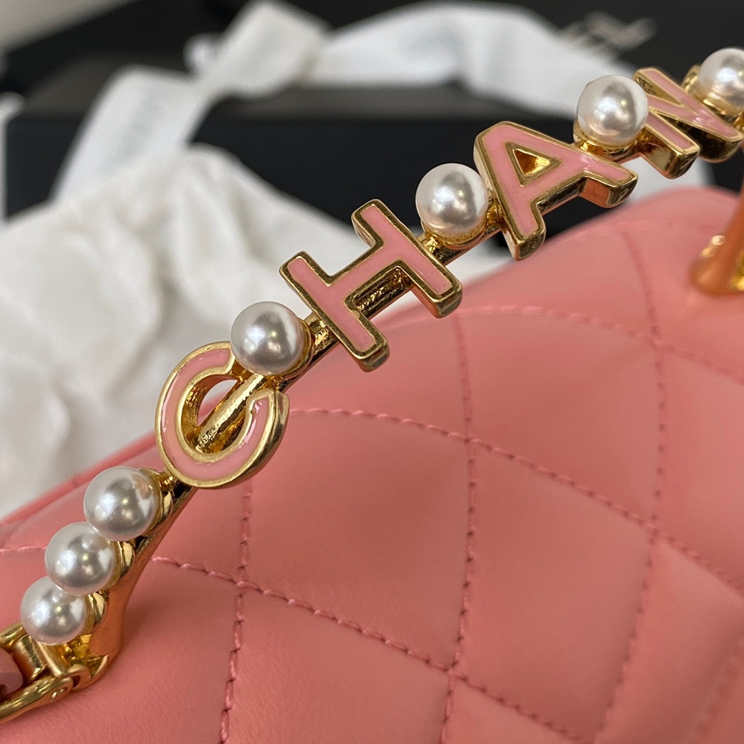 Bagsaaa Ch**el Clutch With Chain Pink AP3513 - 12 × 15 × 6 cm