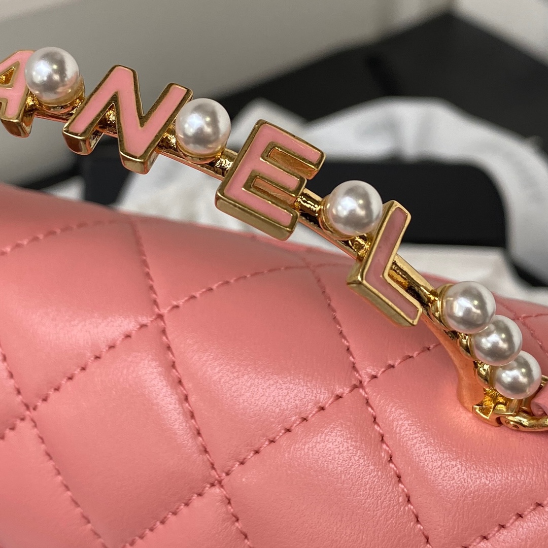 Bagsaaa Ch**el Clutch With Chain Pink AP3513 - 12 × 15 × 6 cm