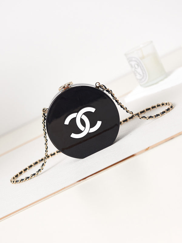 Bagsaaa Ch**el Minaudiere Black & White AS4506 - 10 × 10 × 3 cm
