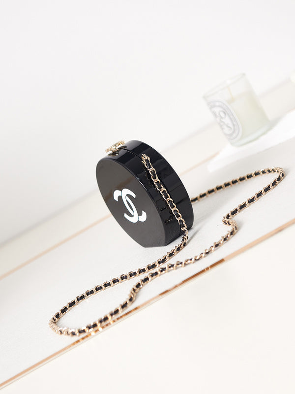 Bagsaaa Ch**el Minaudiere Black & White AS4506 - 10 × 10 × 3 cm