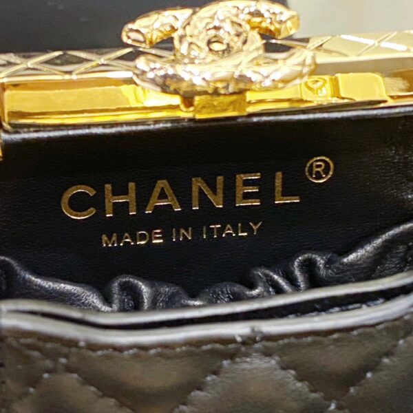 Bagsaaa Ch**el Evening Bag AS3528 Gold Metal With Pearl - 11x9x4.5 cm
