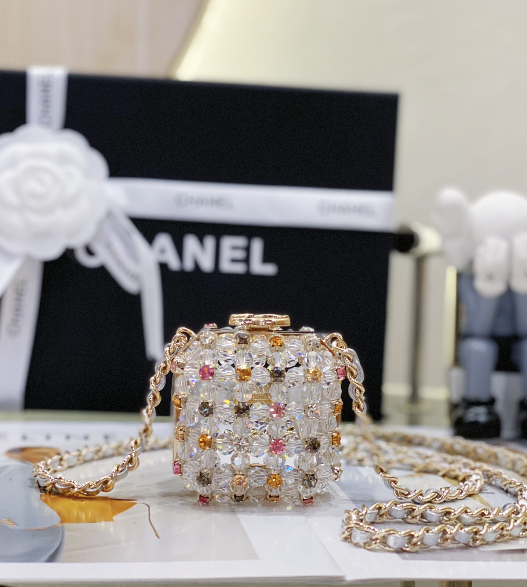 Bagsaaa Ch**el Mini Evening Bag Transparent & Multicolor AS3769 - 8×7×7 cm