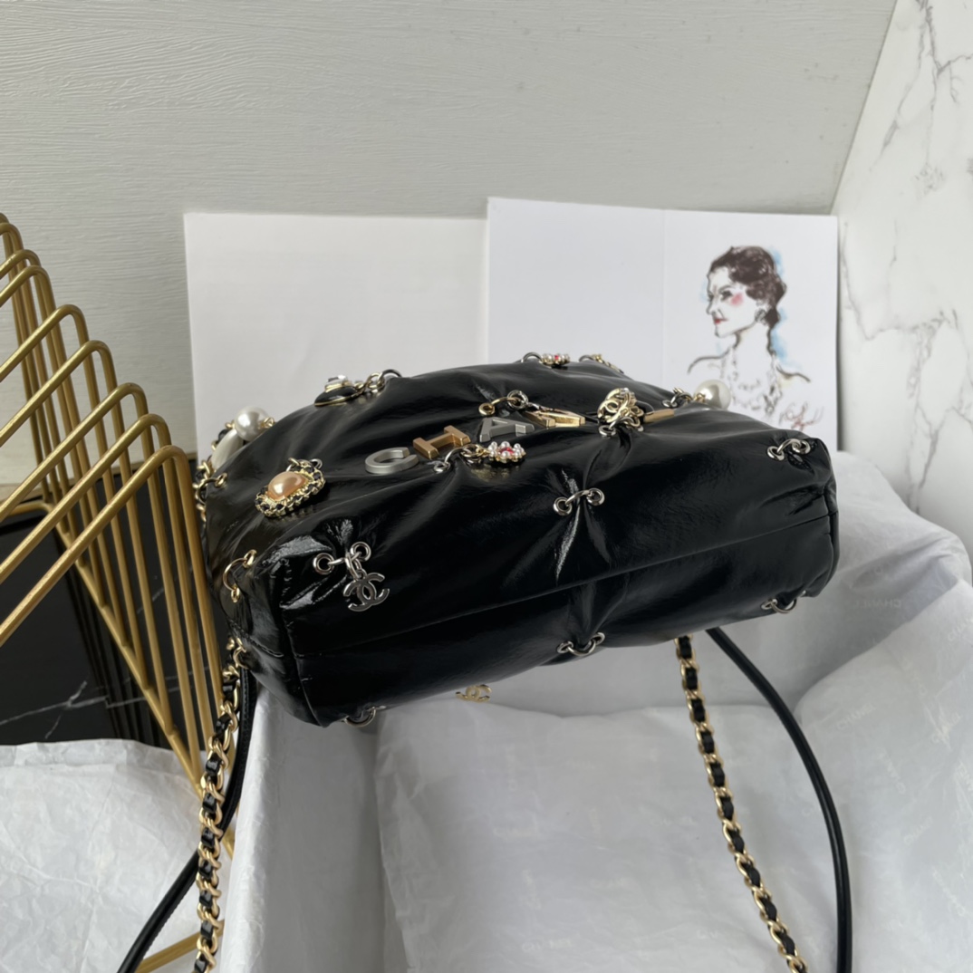 Bagsaaa Ch**el 22 Mini Handbag Black Bijoux Charms AS3980 - 20 × 19 × 6 cm