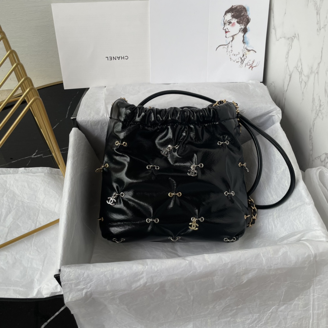 Bagsaaa Ch**el 22 Mini Handbag Black Bijoux Charms AS3980 - 20 × 19 × 6 cm