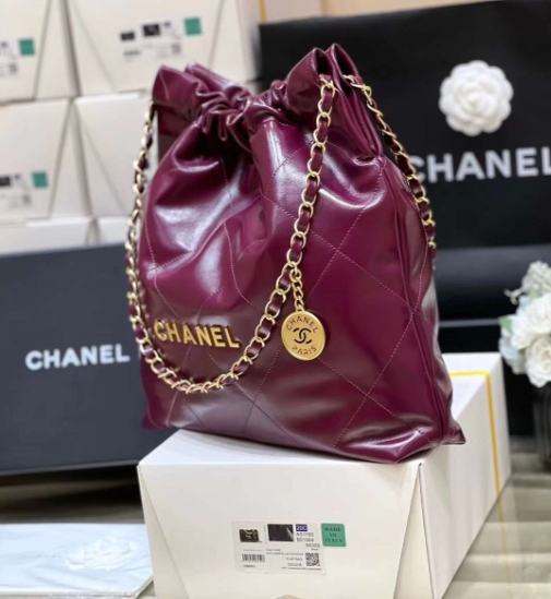 Bagsaaa Ch**el 22 Handbag Burgundy Pink AS3261 - 39 × 42 × 8 cm