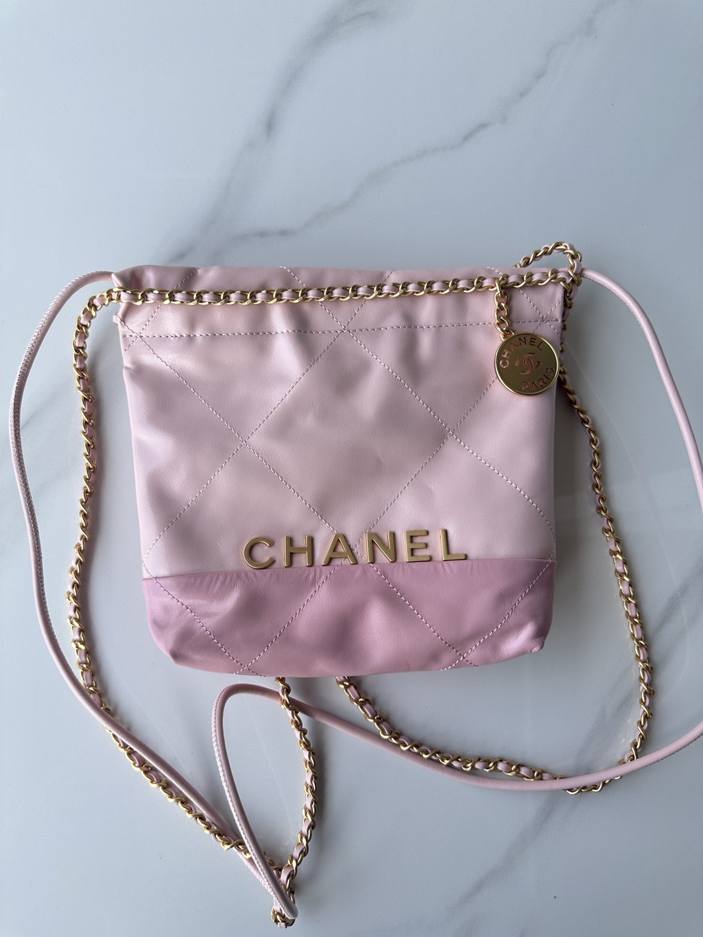 Bagsaaa Ch**el 22 Mini Handbag Light Pink & Light Purple AS3980 - 20 × 19 × 6 cm