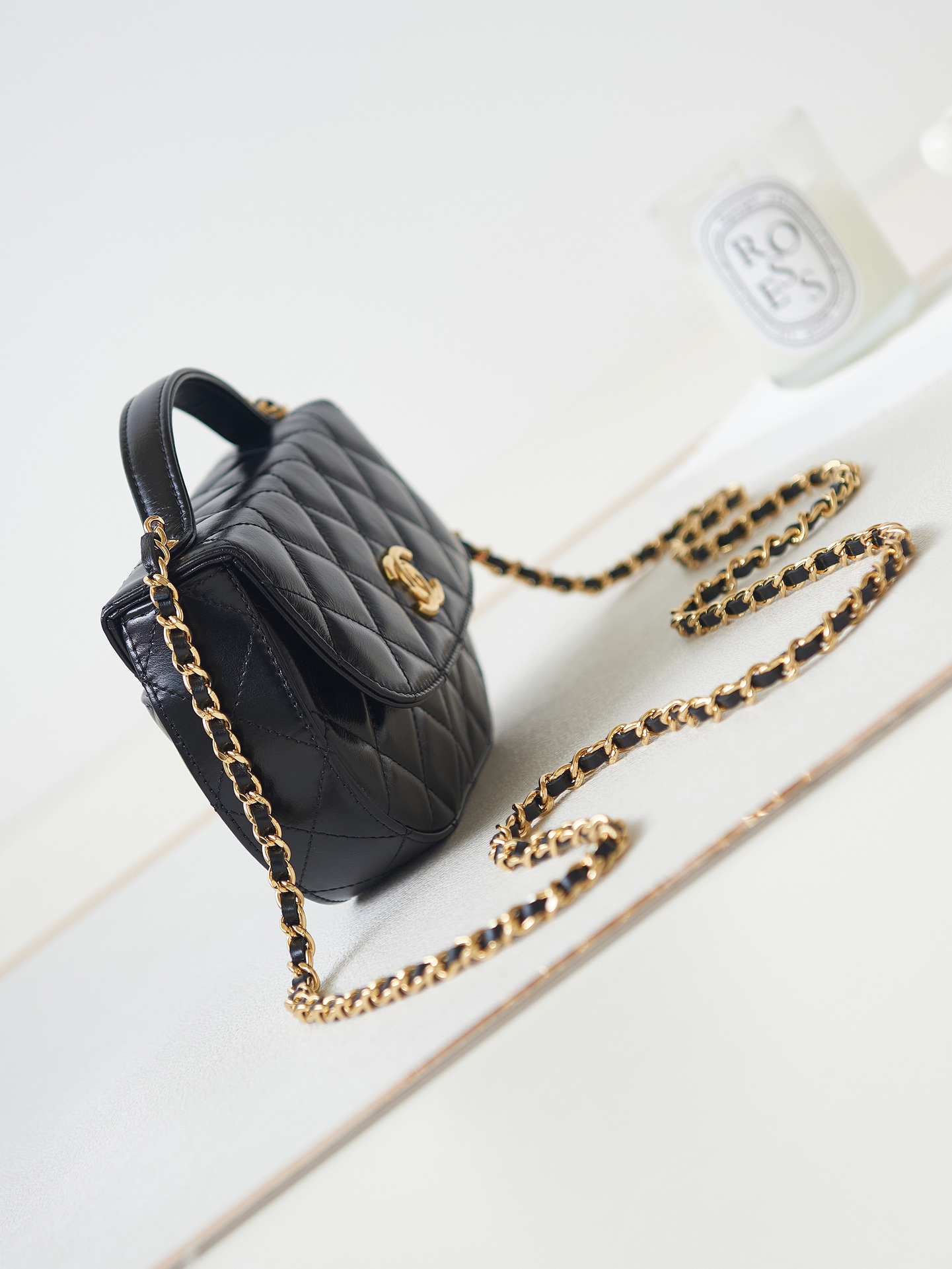 Bagsaaa Ch**el Phone Holder with Chain AP3367 Black - 19×11×3.5cm