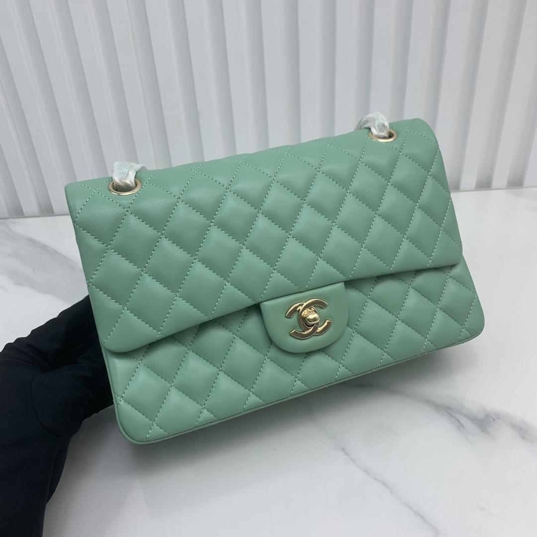 Bagsaaa Ch**el Flap Bag Light Green Lambskin - 25cm