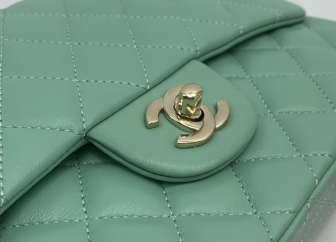 Bagsaaa Ch**el Flap Bag Light Green Lambskin - 25cm