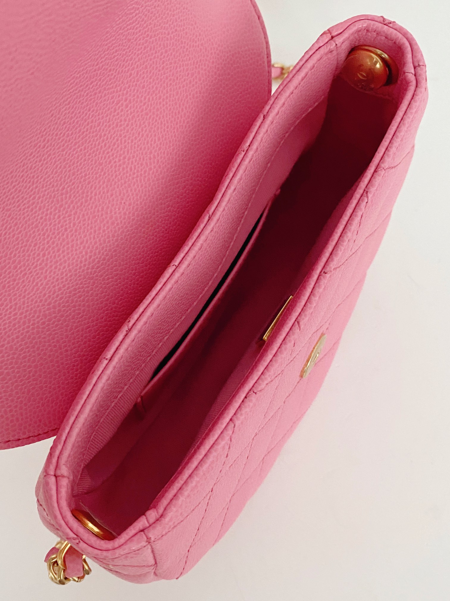 Bagsaaa Ch**el Mini Messenger Bag Pink Calfskin AS3867 - 15×19×7 cm