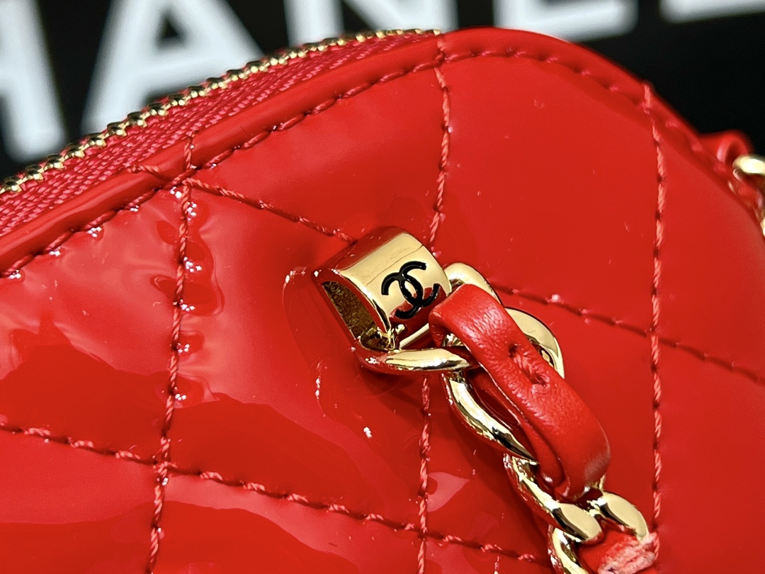 Bagsaaa Ch**el Clutch With Chain Red Patent Calfskin AP3354 - 11×16×5.5 cm