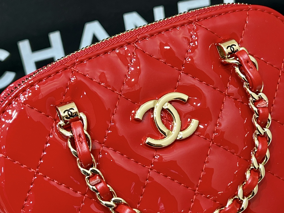 Bagsaaa Ch**el Clutch With Chain Red Patent Calfskin AP3354 - 11×16×5.5 cm