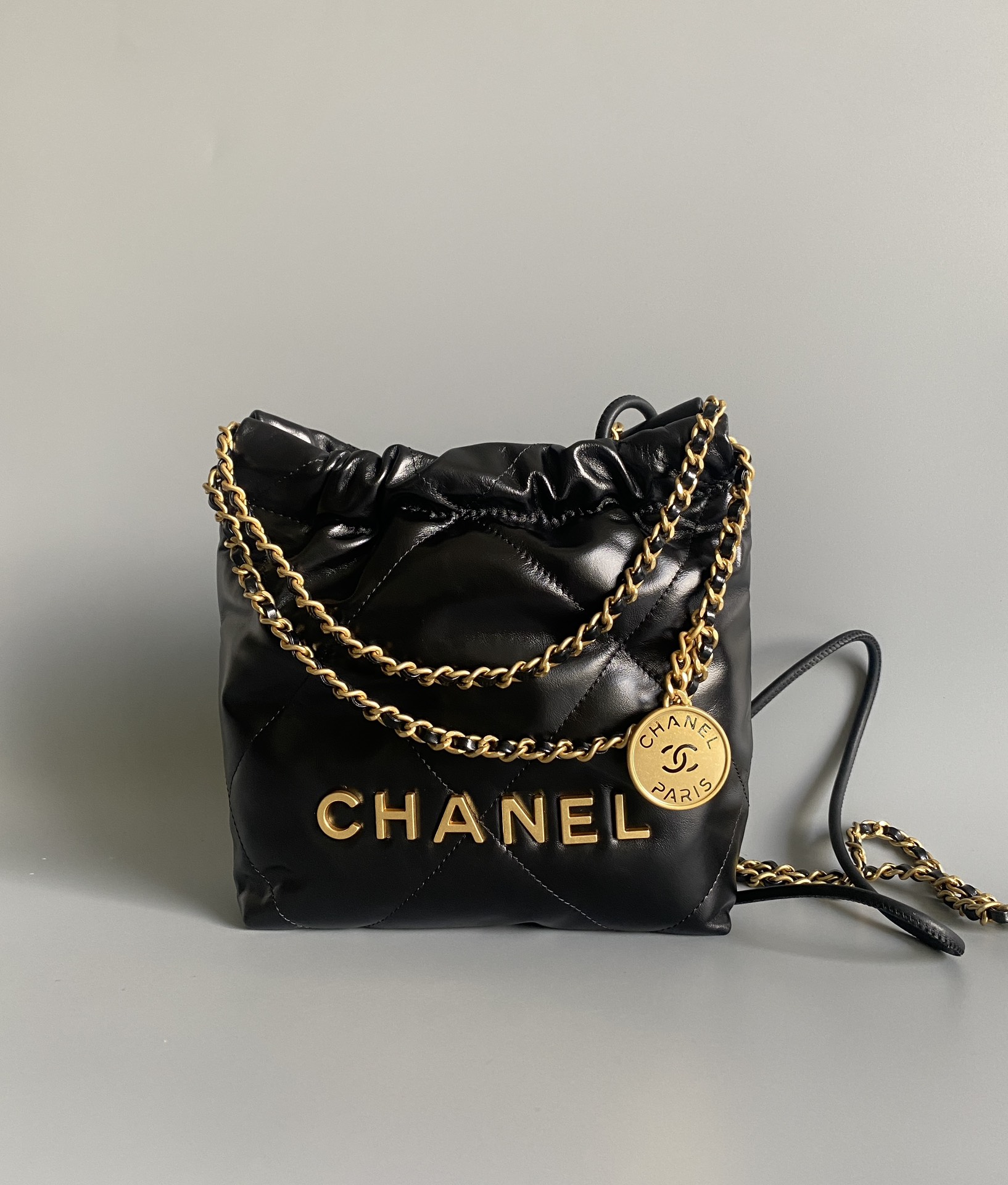 Bagsaaa Ch**el 22 Mini Handbag Shiny Black AS3980 - 20×19×6 Cm