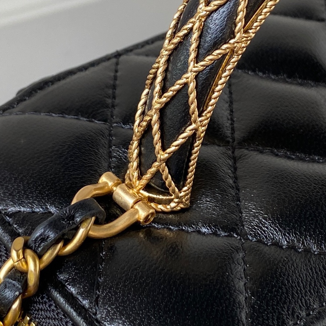 Bagsaaa Ch**el Clutch With Chain AP3383 Black - 9.5 × 17 × 8 cm