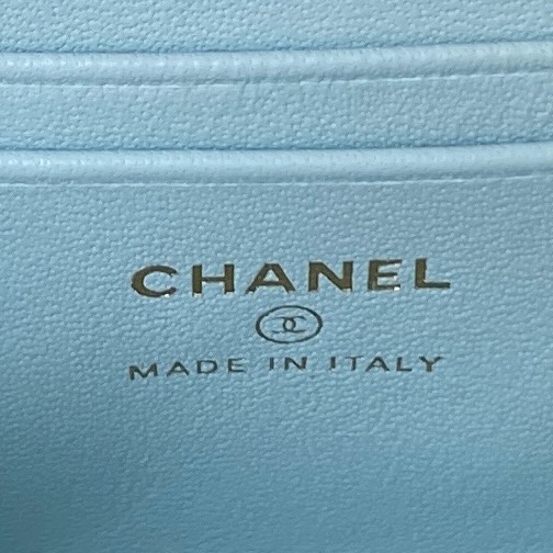 Bagsaaa Ch**el Clutch With Chain AP3383 Blue - 9.5 × 17 × 8 cm