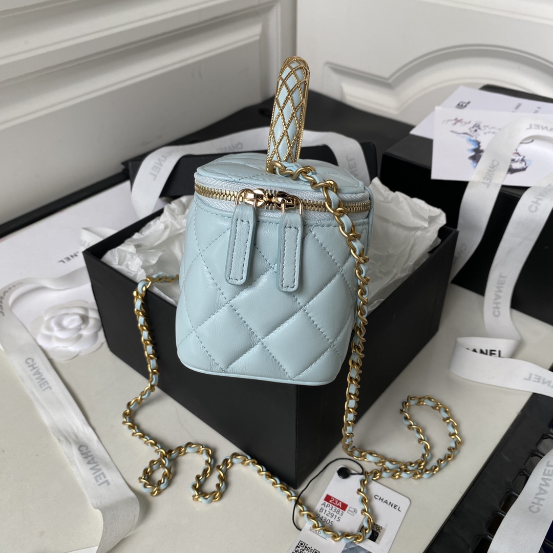 Bagsaaa Ch**el Clutch With Chain AP3383 Blue - 9.5 × 17 × 8 cm