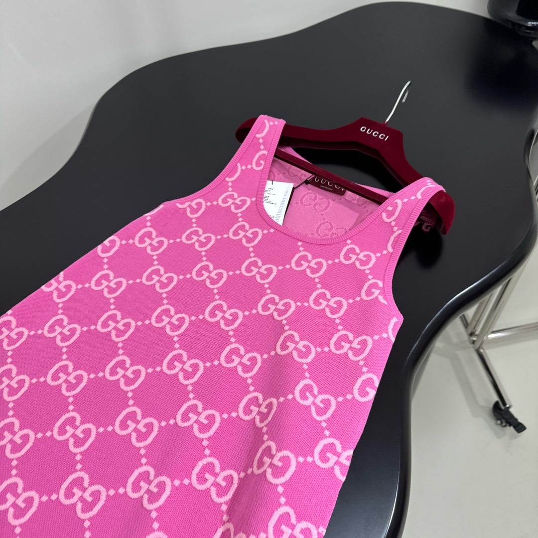 Bagsaaa GG Cotton Jacquard Dress Pink