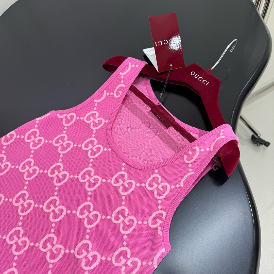 Bagsaaa GG Cotton Jacquard Dress Pink
