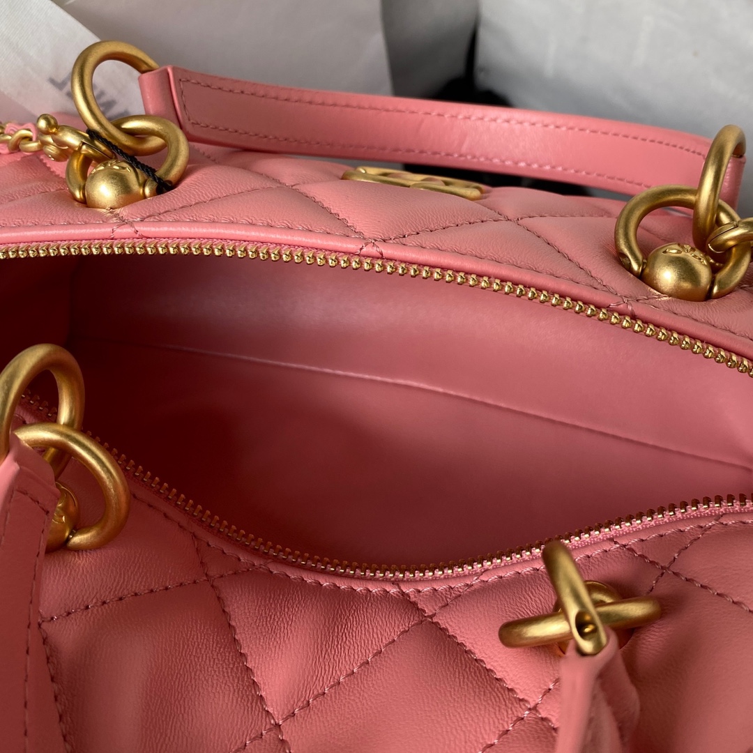 Bagsaaa Ch**el Bag With Top Handle AS4201 Pink - 17X21X5.5cm