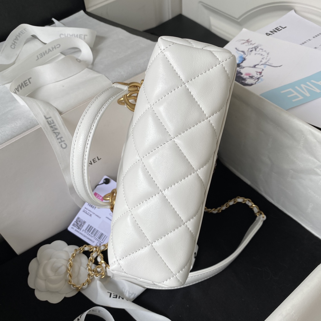 Bagsaaa Ch**el Bag With Top Handle AS4201 White - 17X21X5.5cm