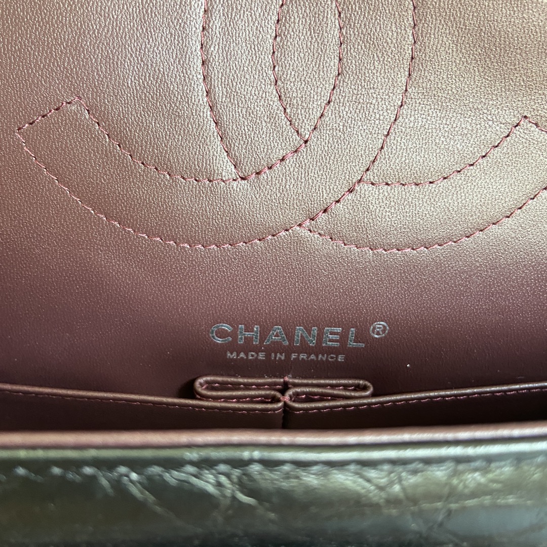 Bagsaaa Ch**el 2.55 Handbag Aged Calfskin & Full Black A37586 - 16 × 24 × 7.5 cm