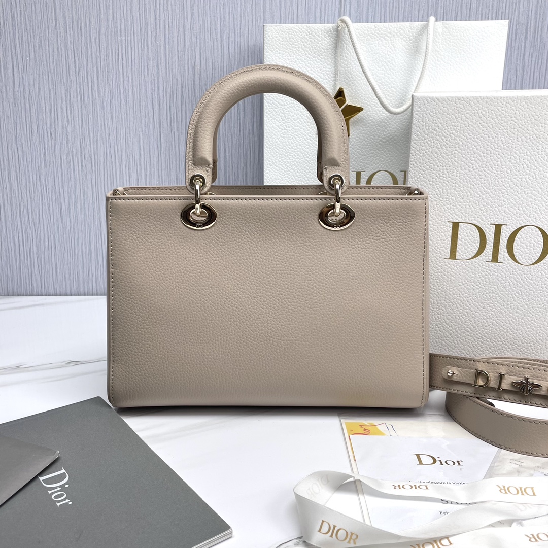 Bagsaaa D10r Medium Lady D-Sire My ABCD10r Bag Beige Bull Leather - 30 x 20 x 13 cm
