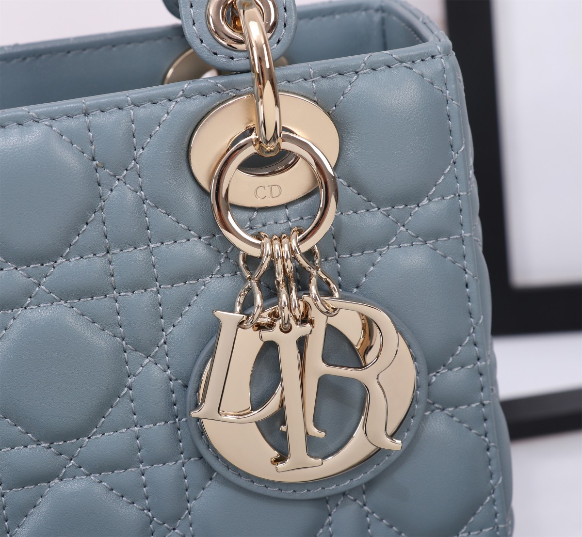 Bagsaaa Small Lady D10r My ABCD10r Bag Sky Blue Cannage Lambskin - 20 x 17 x 8 cm