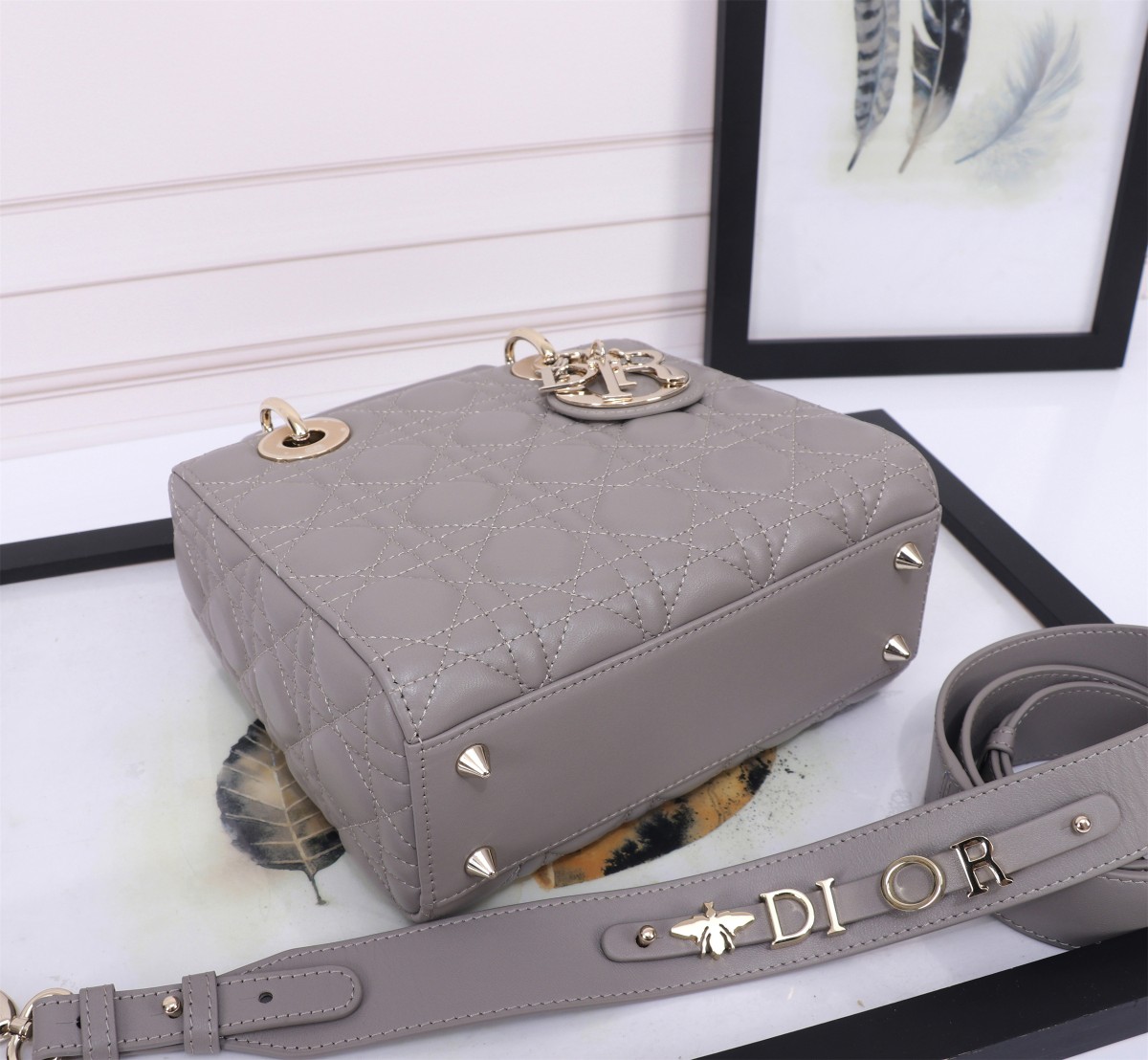 Bagsaaa D10r Lady Small Grey Lambskin Leather 20cm