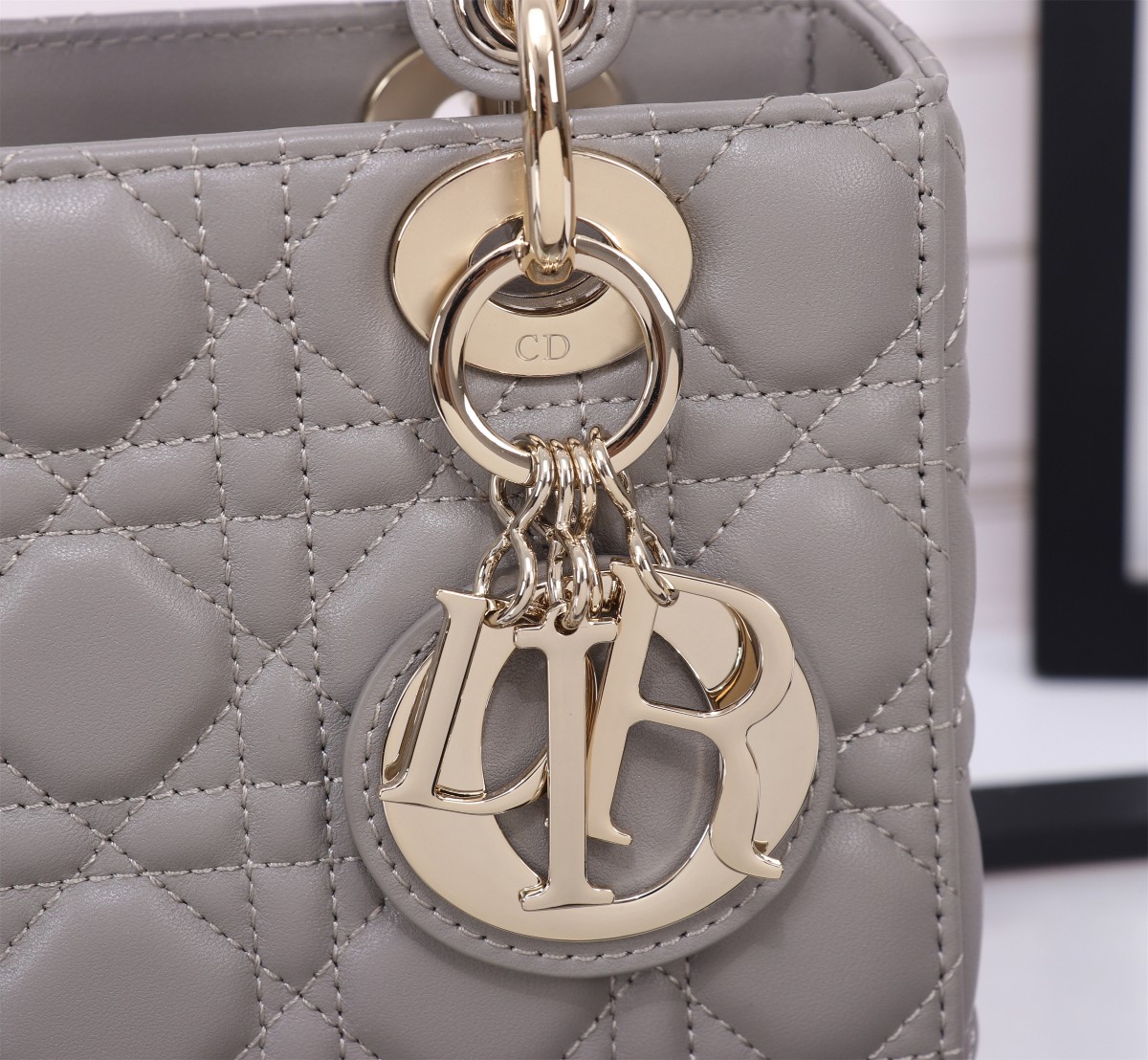 Bagsaaa D10r Lady Small Grey Lambskin Leather 20cm