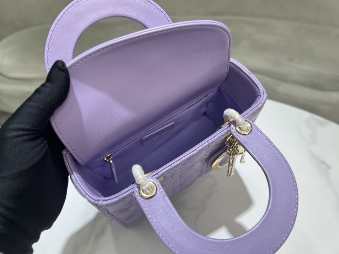 Bagsaaa Small Lady D10r My ABCD10r Bag Lilac Purple Cannage Lambskin - 20 x 17 x 8 cm