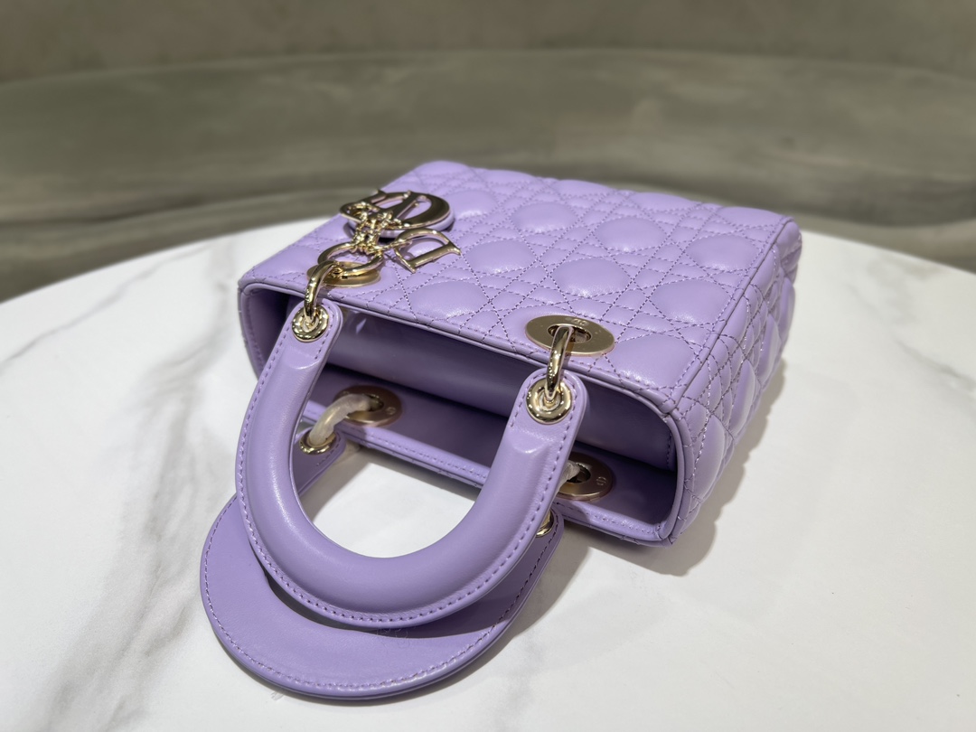 Bagsaaa Small Lady D10r My ABCD10r Bag Lilac Purple Cannage Lambskin - 20 x 17 x 8 cm